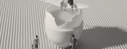 creative content miniature figures on an egg yolk utc copia